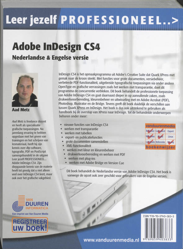 Achterkant van Leer jezelf PROFESSIONEEL Adobe InDesign CS4