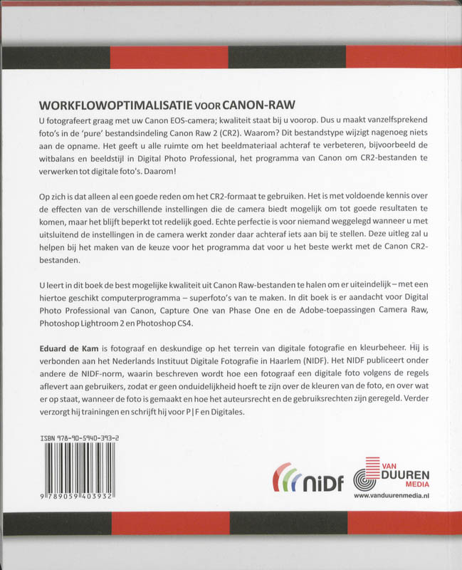 Achterkant van Bewuster en beter Workflowoptimalisatie voor Canon-RAW