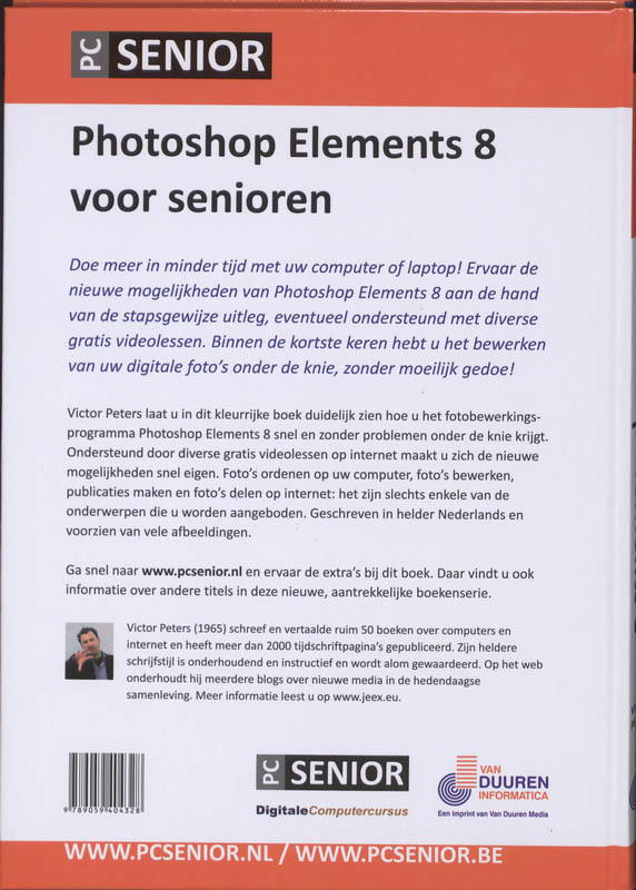 Achterkant van Photoshop Elements 8 voor senioren