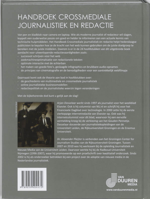 Achterkant van Handboek Crossmediale Journalistiek & Redactie