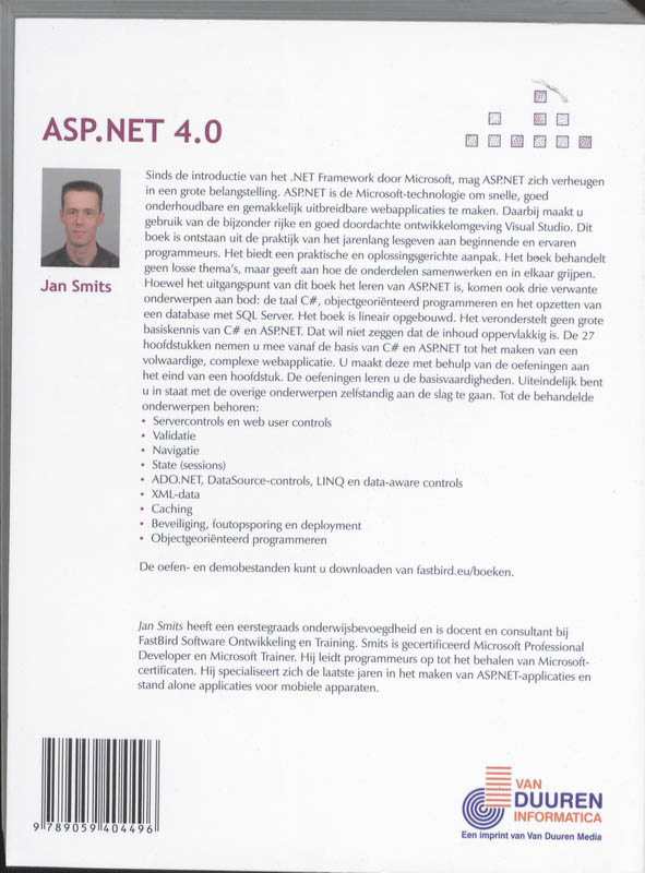 Achterkant van Handboek ASP.Net 4.0