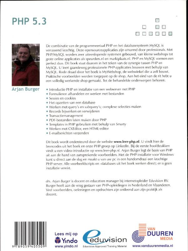 Achterkant van Handboek PHP 5.3