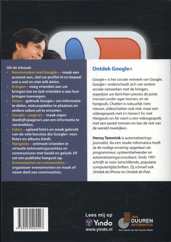 Achterkant van Ontdek Google plus