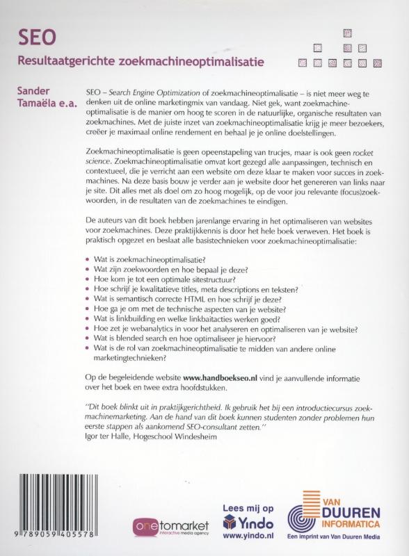 Achterkant van Handboek SEO