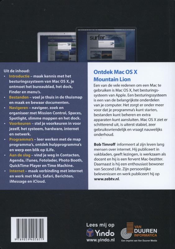 Achterkant van Ontdek Mac OS X Mountain Lion