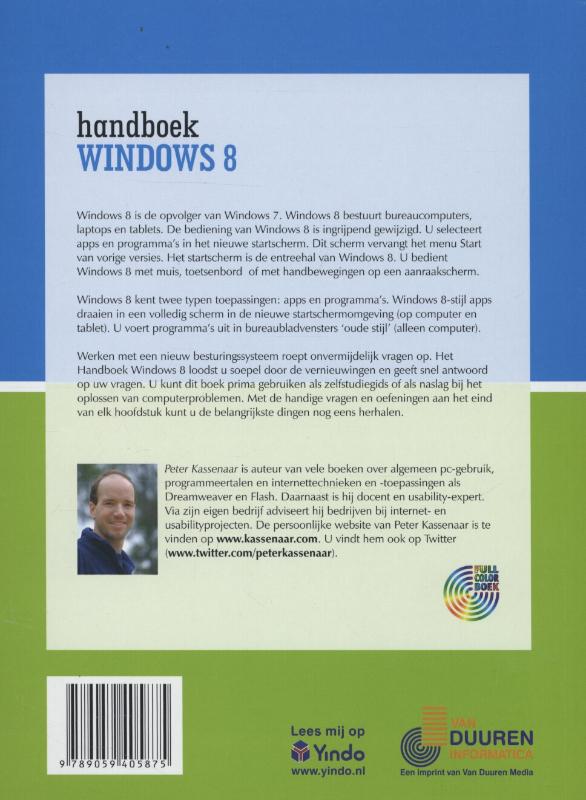 Achterkant van Handboek Windows 8