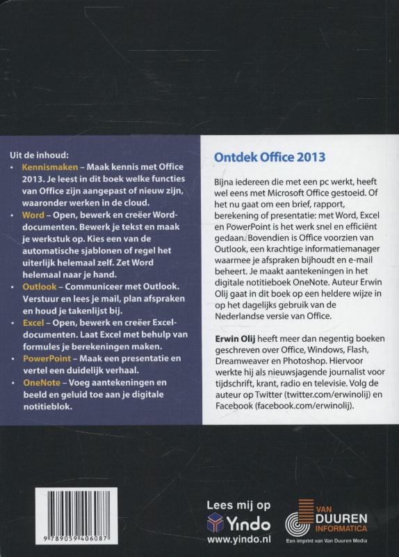 Achterkant van Ontdek Microsoft Office 2013