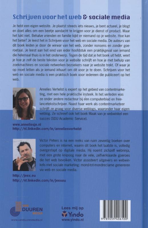 Achterkant van Schrijven voor het web en sociale media