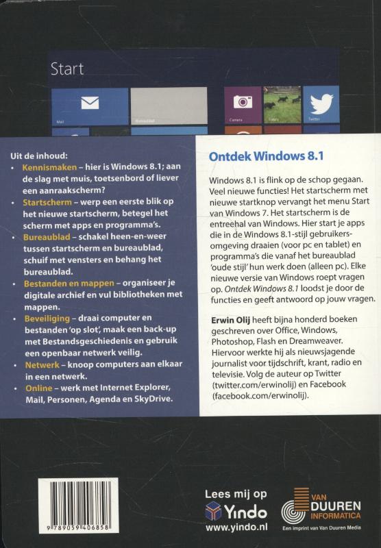 Achterkant van Ontdek windows 8.1