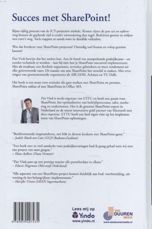 Achterkant van Succes met SharePoint!
