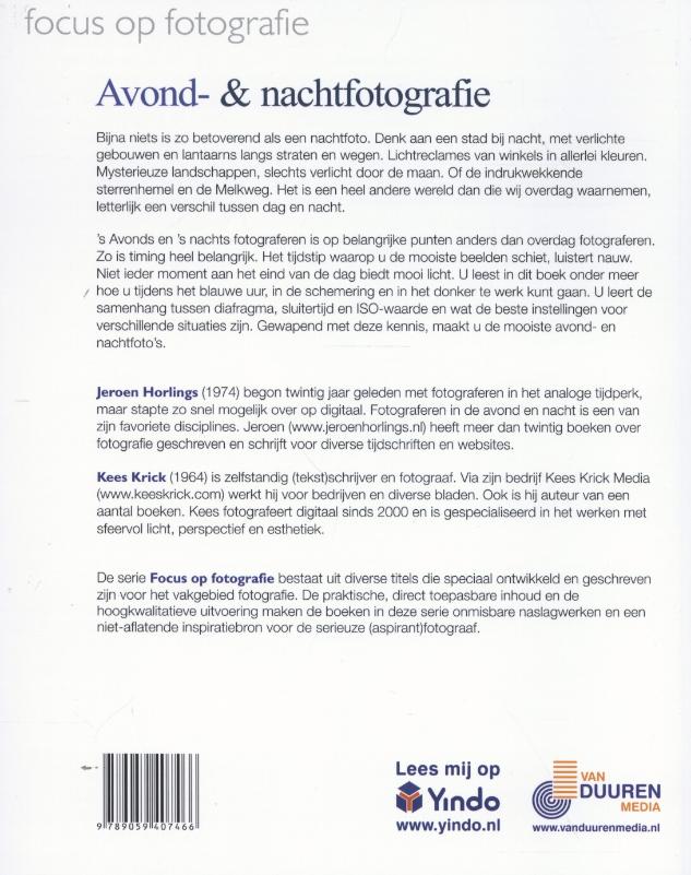 Achterkant van Avond- en nachtfotografie