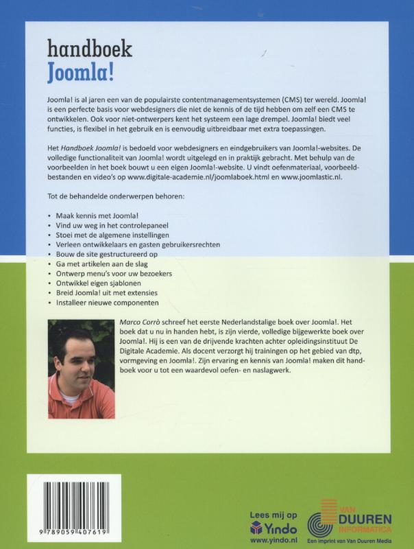Achterkant van Handboek Joomla