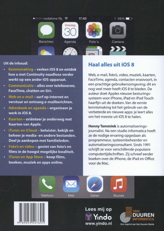 Achterkant van Ontdek iOS 8 voor iPhone en iPad