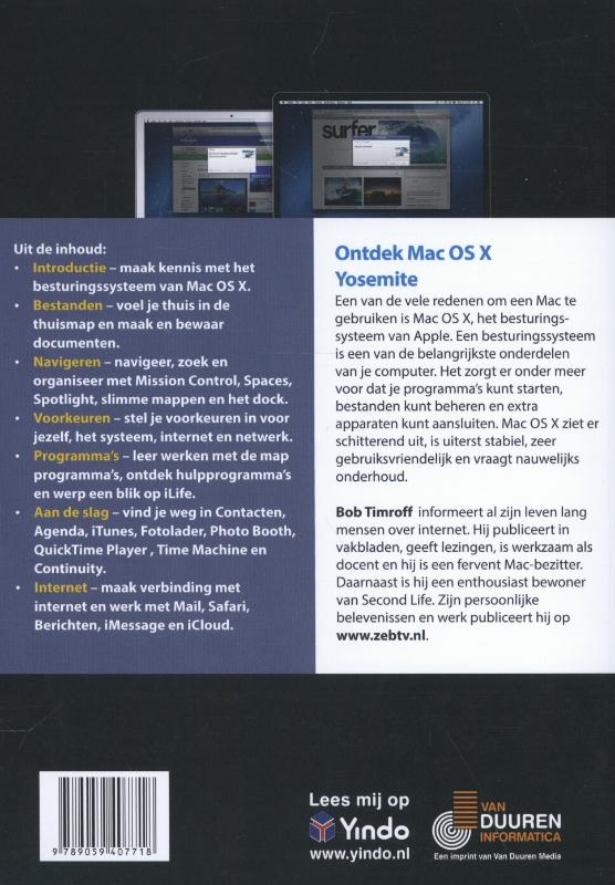 Achterkant van Ontdek Mac OS X Yosemite