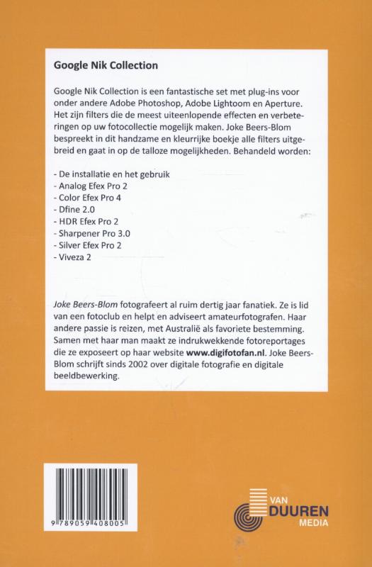 Achterkant van Google Nik collection