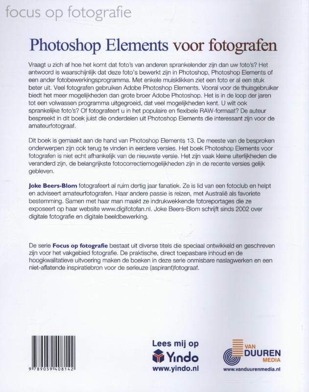Achterkant van Photoshop elements voor fotografen