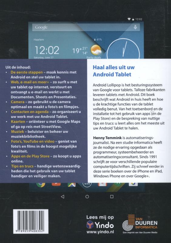 Achterkant van Ontdek de Android tablet