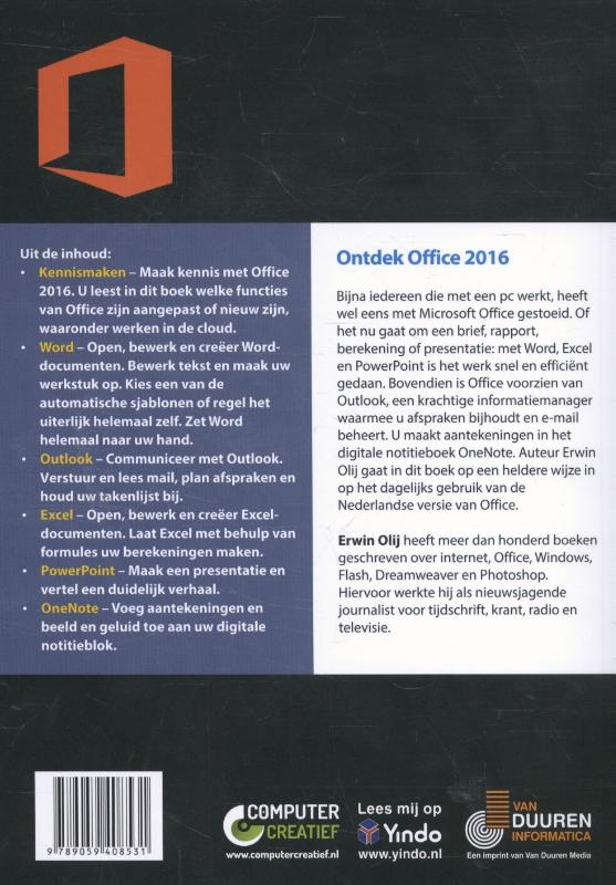 Achterkant van Ontdek office 2016