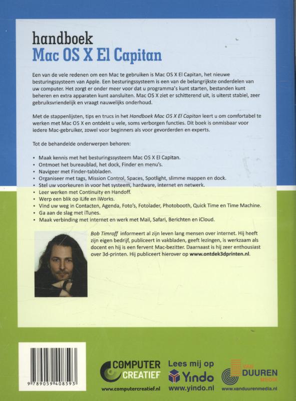 Achterkant van Handboek Mac OS X El Capitan