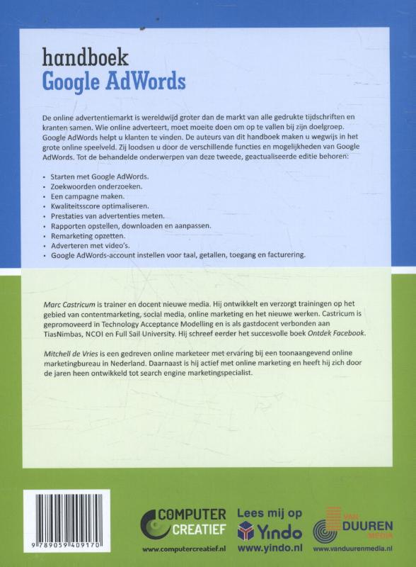 Achterkant van Handboek Google Adwords