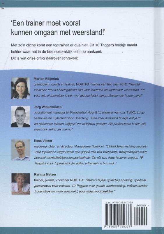 Achterkant van 10 Triggers voor toptrainers