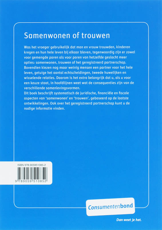 Achterkant van Samenwonen of trouwen