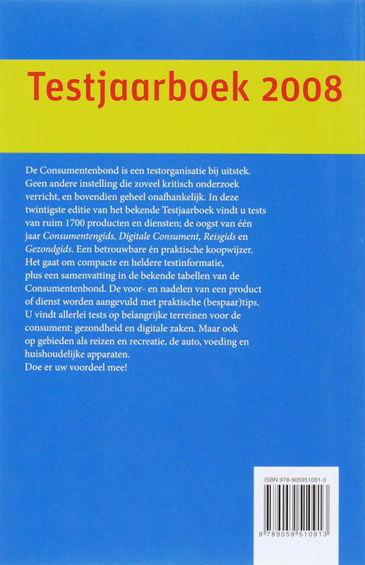 Achterkant van Testjaarboek 2008