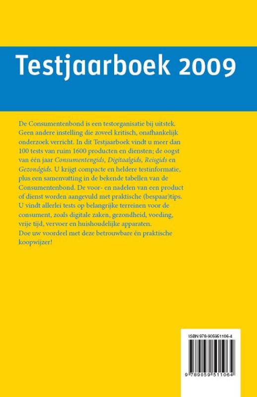 Achterkant van Testjaarboek 2009
