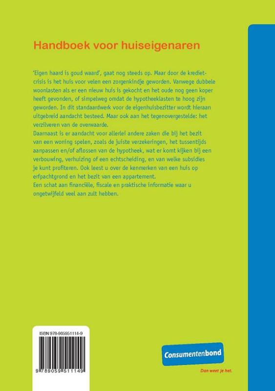 Achterkant van Handboek voor huiseigenaren