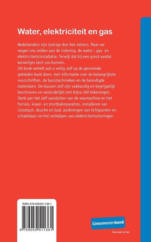 Achterkant van Water, elektriciteit & gas
