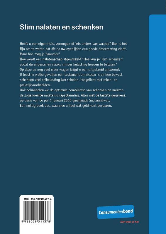 Achterkant van Slim nalaten en schenken
