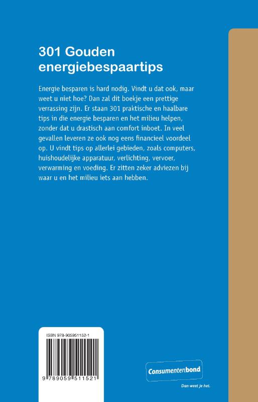 Achterkant van 301 Gouden Energiebespaartips