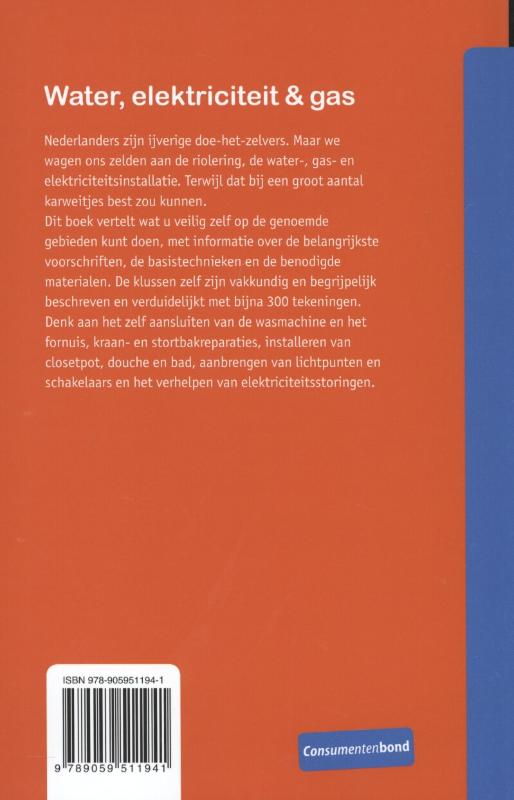 Achterkant van Water, elektriciteit & gas
