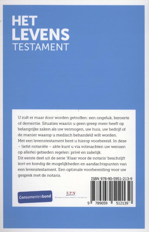 Achterkant van Het levenstestament