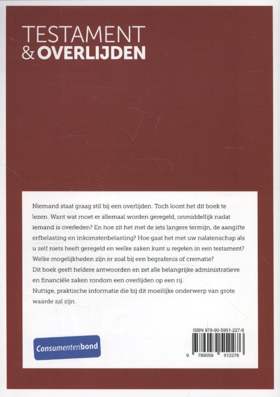 Achterkant van Testament & overlijden