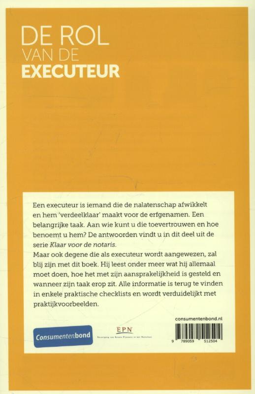 Achterkant van De rol van de executeur