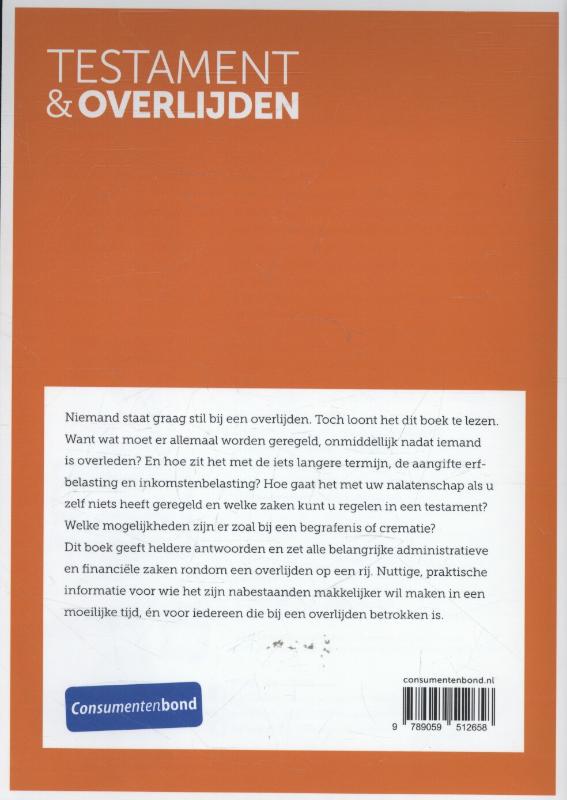 Achterkant van Testament en overlijden