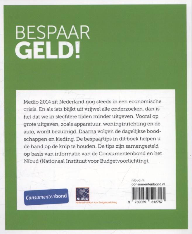 Achterkant van Bespaar geld!