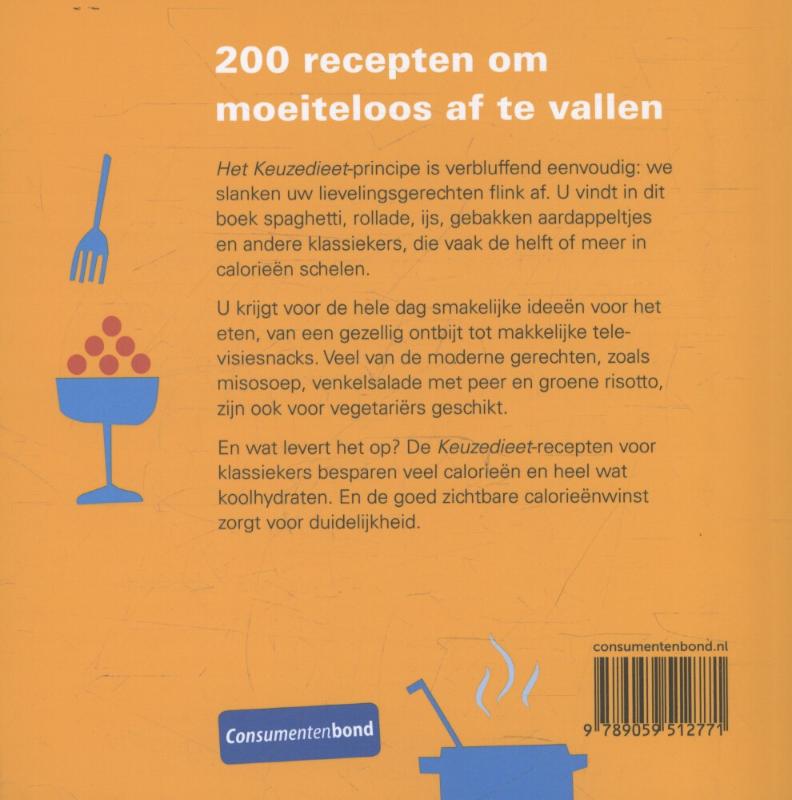 Achterkant van Het keuzedieet kookboek