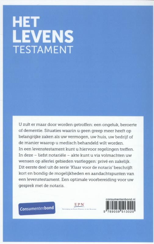 Achterkant van Het levenstestament