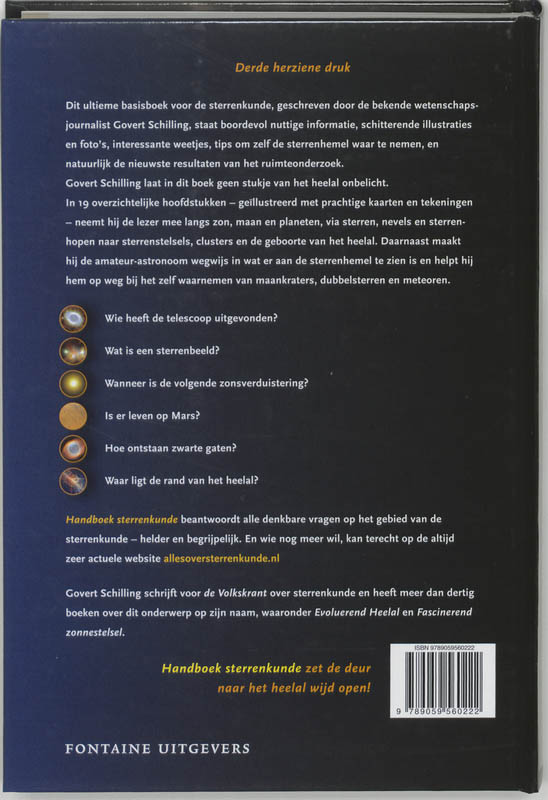 Achterkant van Handboek Sterrenkunde
