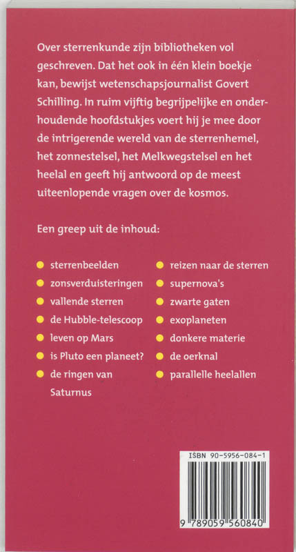Achterkant van Sterrenkunde voor in je binnenzak