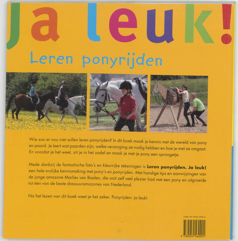 Achterkant van Leren ponyrijden Ja, leuk!