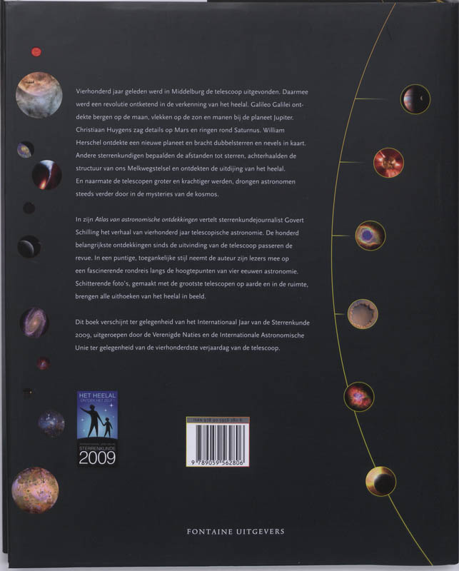 Achterkant van Atlas van Astronomische Ontdekkingen