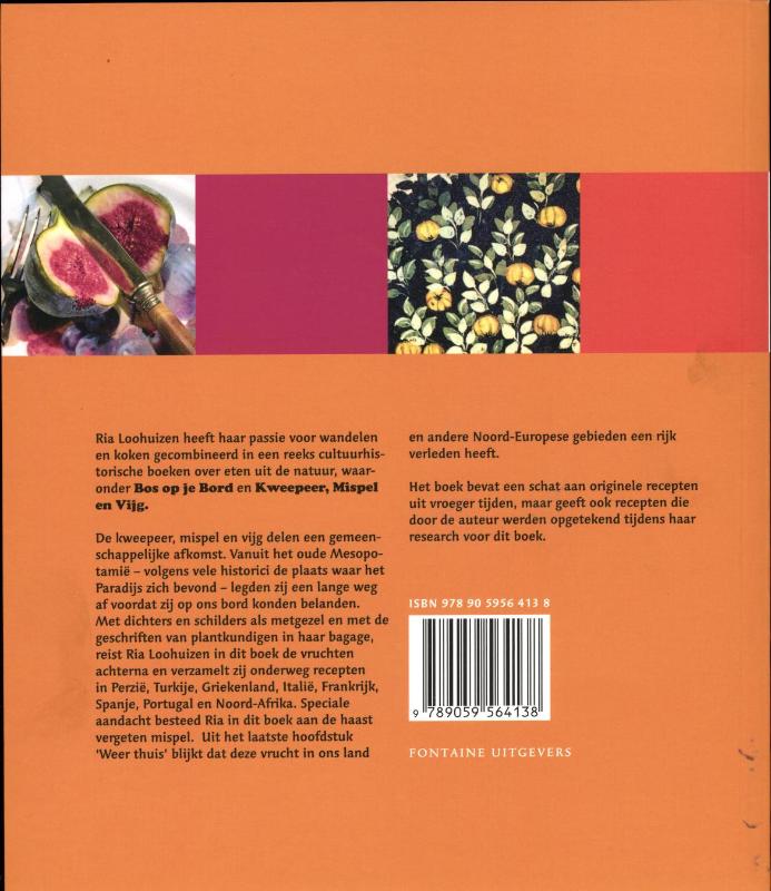Achterkant van Kweepeer, mispel en vijg