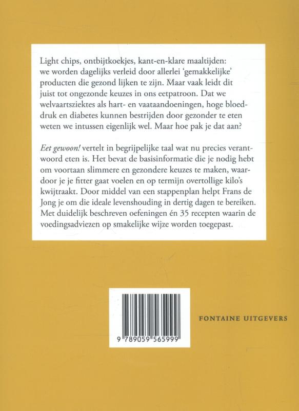 Achterkant van Eet gewoon!