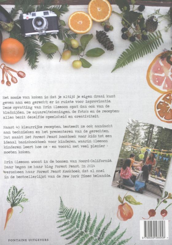 Achterkant van Forest Feast kookboek voor kids