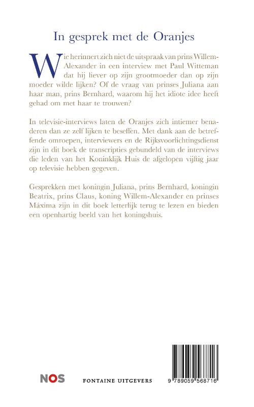 Achterkant van In gesprek met de Oranjes