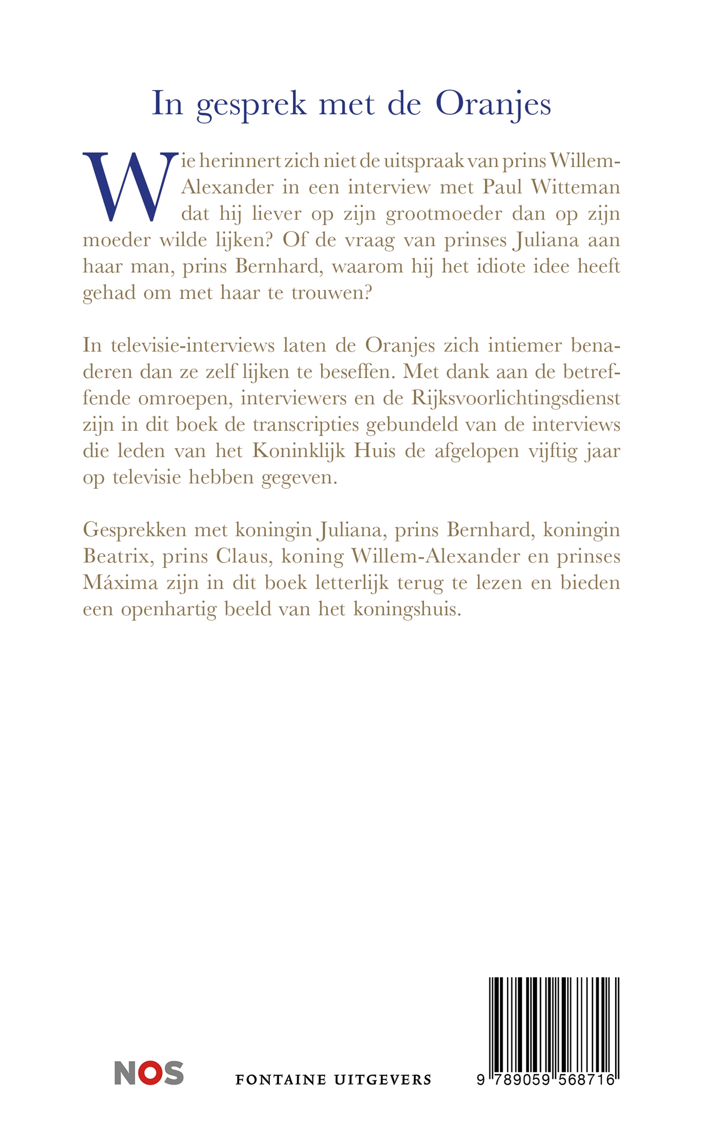 Achterkant van In gesprek met de Oranjes