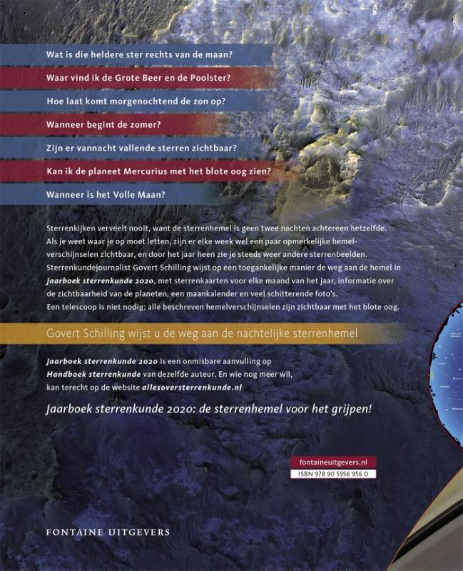 Achterkant van Jaarboek sterrenkunde 2020